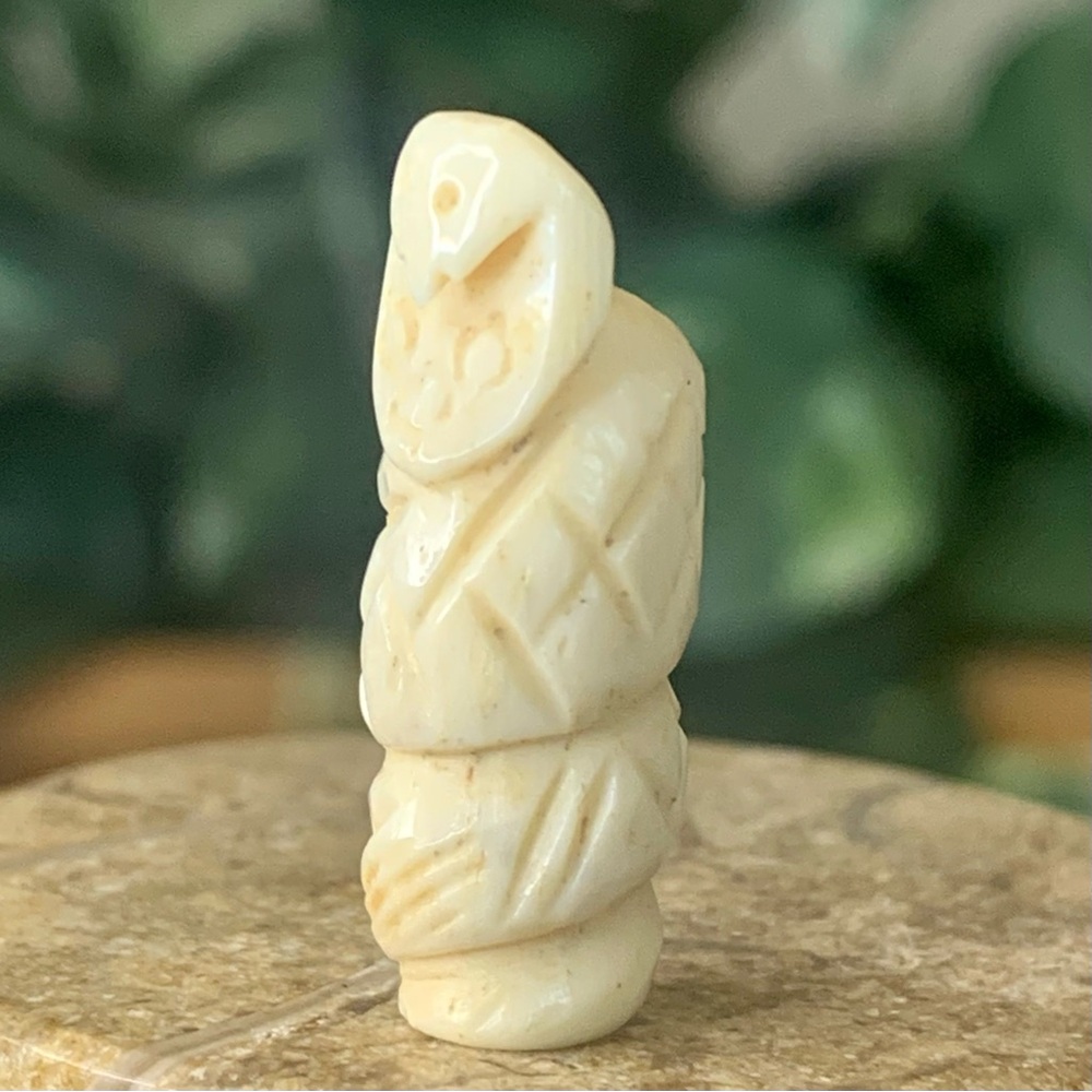 Hand Carved Snake Bone Bead Top Drilled Detailed Coiled Cobra Animal Carving 1" - Picture 9 of 16